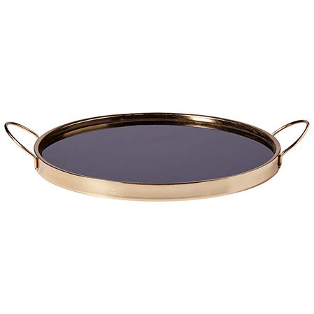 Amazon.com: Rivet Contemporary Decorative Round Metal Serving Tray - 17.5 Inch, Black and Gold: Home & Kitchen