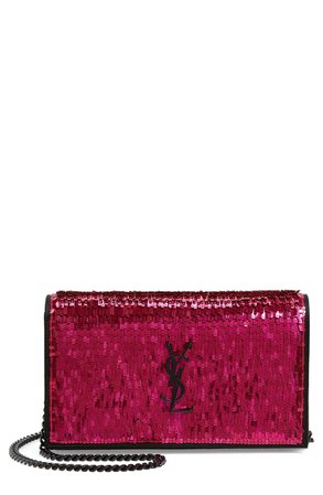 Saint Laurent Kate Embellished Wallet on a Chain | Nordstrom