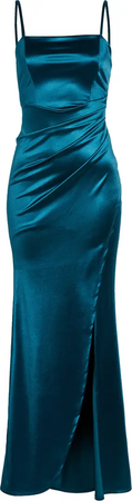 Ruched Side Slit Satin Gown LNL
