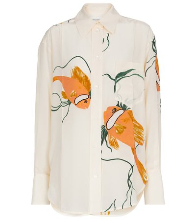 Victoria Beckham - Printed oversized silk shirt | Mytheresa