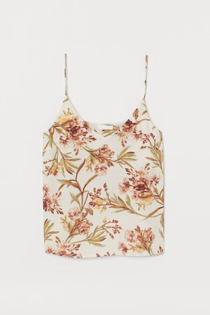 V-neck Camisole Top - Light beige/floral - Ladies | H&M CA