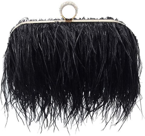 Miuco Women Feather Clutch Purse Shoulder Crossbody Bag Evening Handbags Black: Handbags: Amazon.com