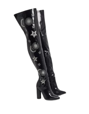 celestial black thigh high boots