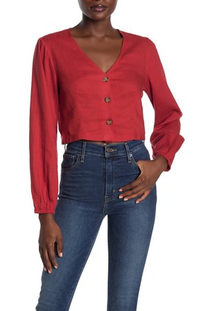 Lush | Cropped Button Front Blouse | Nordstrom Rack