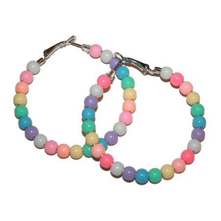 Rainbow Pastel Beaded Hoops Hoop Earrings Pastel Earrings | Etsy Sweden