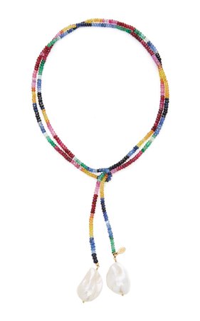 Gold-Filled Ruby, Emerald, Sapphire And Pearl Necklace By Joie Digiovanni | Moda Operandi