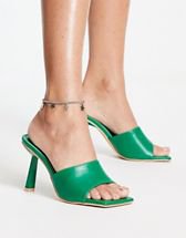 ASOS DESIGN Herring padded toe thong heeled sandals in blue | ASOS