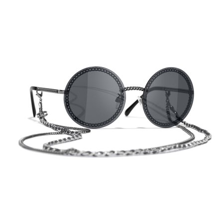 Round Sunglasses Silver Sunglasses | CHANEL