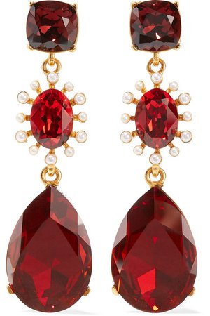 Oscar de la Renta | Gold-tone, crystal and faux pearl clip earrings | NET-A-PORTER.COM
