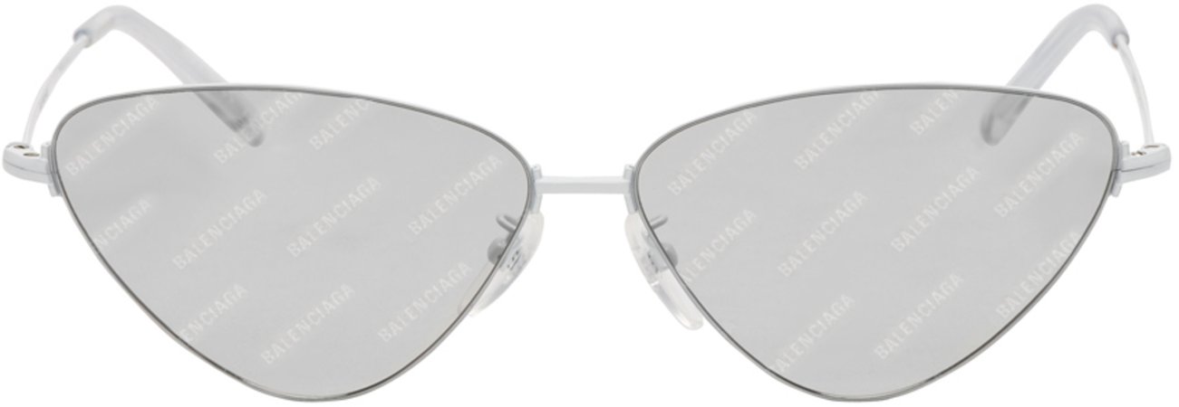 Balenciaga: White Invisible Logo Lens Cat-Eye Sunglasses | SSENSE