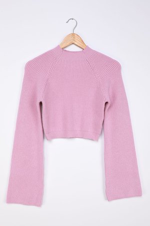 Lavender Sweater - Cropped Sweater - Mock Neck Sweater - Lulus