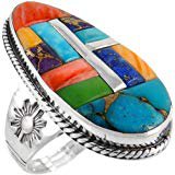 Gemstones & Turquoise Ring Sterling Silver 925