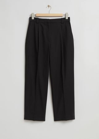 Pleated Straight Leg Trousers - Black - & Other Stories WW