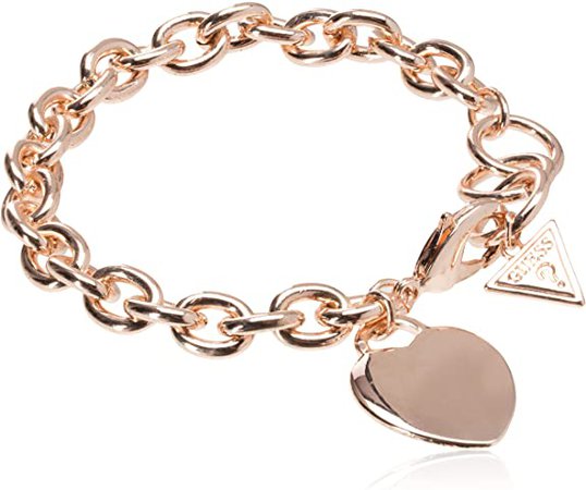 Amazon.com: GUESS "Basic" Rose Gold G Logo Heart Link Bracelet: Clothing, Shoes & Jewelry