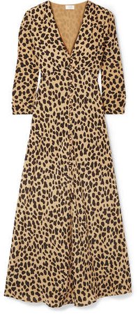 RIXO London - Katie Leopard-print Silk-crepe Dress - Leopard print