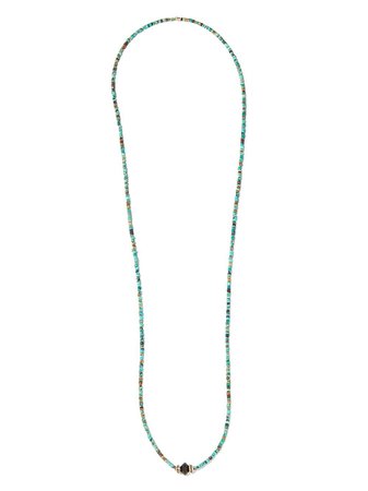 Luis Morais Onyx, Black Diamond, & Turquoise long beaded necklace