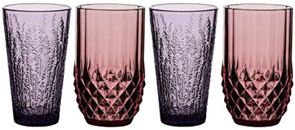 Highball Tall Tumblers, Set of 4, Purple Lavender, Pink Diamond - Dishwasher Safe : Amazon.co.uk: Home & Kitchen