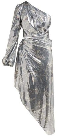 Glassy Orchid Sequinned Asymmetric Dress - Womens - Silver