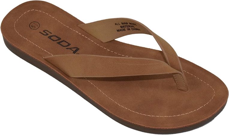 Amazon.com | Soda Shoes Women Flip Flops Basic Plain Slippers Thongs Sandals Strap Casual Beach Ella-S (5.5, YELLOW NUBUCK, numeric_5_point_5) | Flip-Flops
