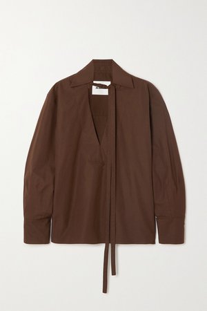 Dark brown Cotton-poplin shirt | Jil Sander | NET-A-PORTER