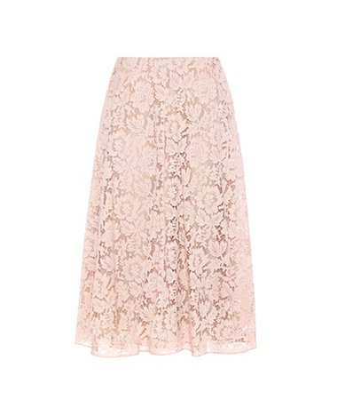 Lace cotton-blend skirt