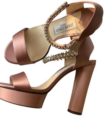 *clipped by @luci-her* Jimmy Choo Pink Santina 125 Rosewood Platforms Size EU 39.5 (Approx. US 9.5) Regular (M, B) - Tradesy