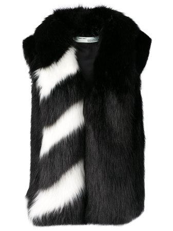 Off-White, faux-fur stripe contrast coat