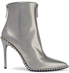 Eri Studded Metallic Patent-leather Ankle Boots
