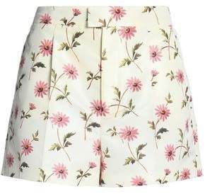 Lace-up Floral-print Faille Shorts