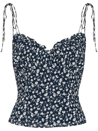 Reformation Robertson floral-print camisole top blue & white 1307991EYS - Farfetch