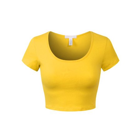 MixMatchy - MixMatchy Women's Cotton Solid Scoop Neck Cap Sleeve Crop Top Shirt - Walmart.com - Walmart.com