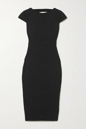 Easy Sarah Open-back Stretch Cotton-blend Crepe Dress - Black