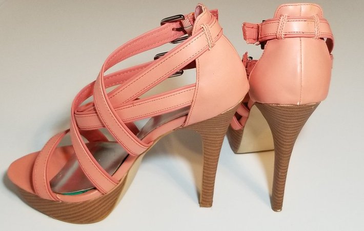 stand in for peach strappy sandals