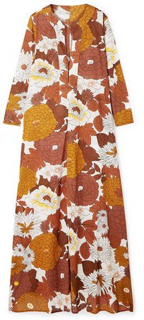 Floral-print Cotton-voile Maxi Dress - Camel