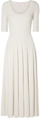CASASOLA - Pleated Stretch-knit Midi Dress - White