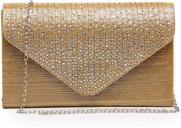 Dasein Women Evening Envelope Handbag Party Prom Clutch Purse Shoulder Cross Body Bag (Gold): Handbags: Amazon.com