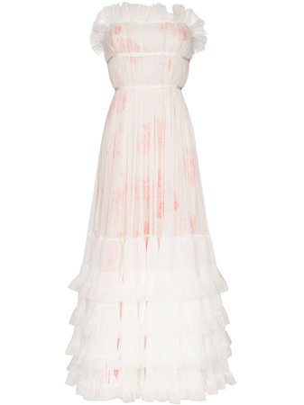 White Giambattista Valli Strapless Tulle Gown For Women | Farfetch.com