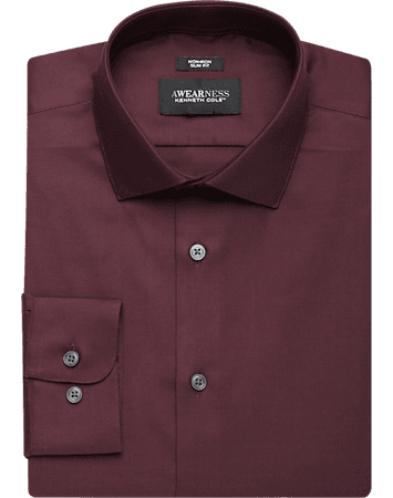 Awearness Kenneth Cole Burgundy Slim Fit Dress Shirt - Men's Featured | Men's Wearhouse