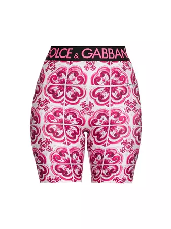 Shop Dolce&Gabbana Majolica High-Rise Bike Shorts | Saks Fifth Avenue
