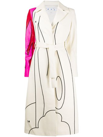 Shop white & pink Off-White graphic belted coat with Express Delivery - Farfetch