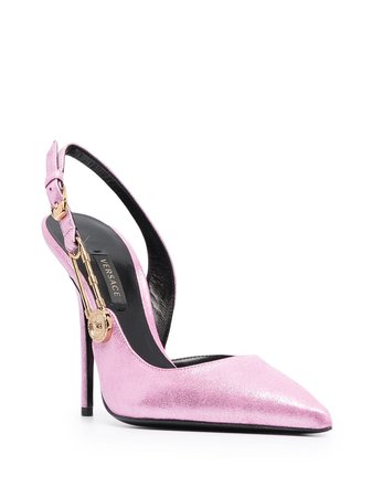 pink Versace metallic point-toe pumps with Express Delivery - Farfetch