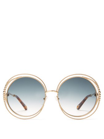Carlina chain-frame oversized round sunglasses | Chloé | MATCHESFASHION.COM