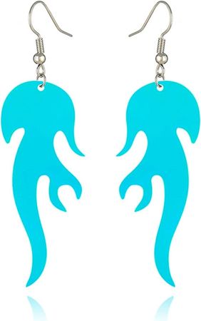 Amazon.com: Vintage Acrylic Flame Dangle Earrings for Women Punk Rock Hip Hop Earrings Lightweight 80s Classic Neon Fire Earrings for 80's Party Retro Costume Party (Light blue): Clothing, Shoes & Jewelry