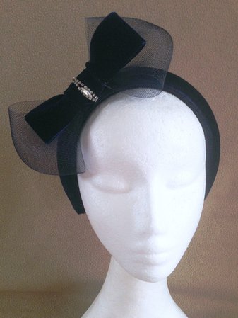 Navy Blue Velvet Padded Headband Crin Diamante Crown Wedding | Etsy