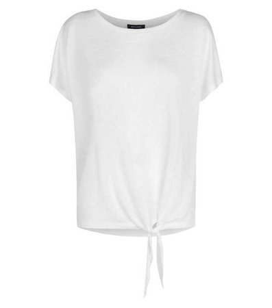 Off White Tie Side Oversized Slub T-Shirt | New Look