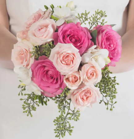 bridesmaid hot pink bouquet of flowers