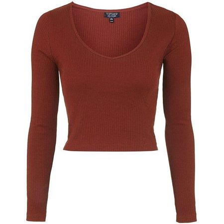 rust red ribbed long sleeve