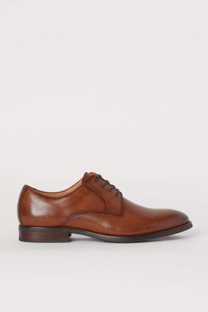Leather Derby Shoes - Beige