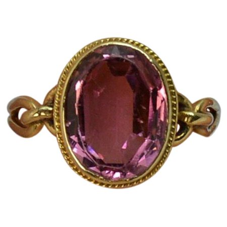 Victorian 15 Carat Gold and Pink Purple Stone Solitaire Ring For Sale at 1stdibs