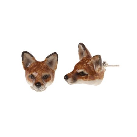 And Mary Porcelain Fox Earrings